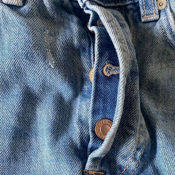 & Denim Distressed Button Up Mini Skirt Sz 4 - Picture 7 of 8